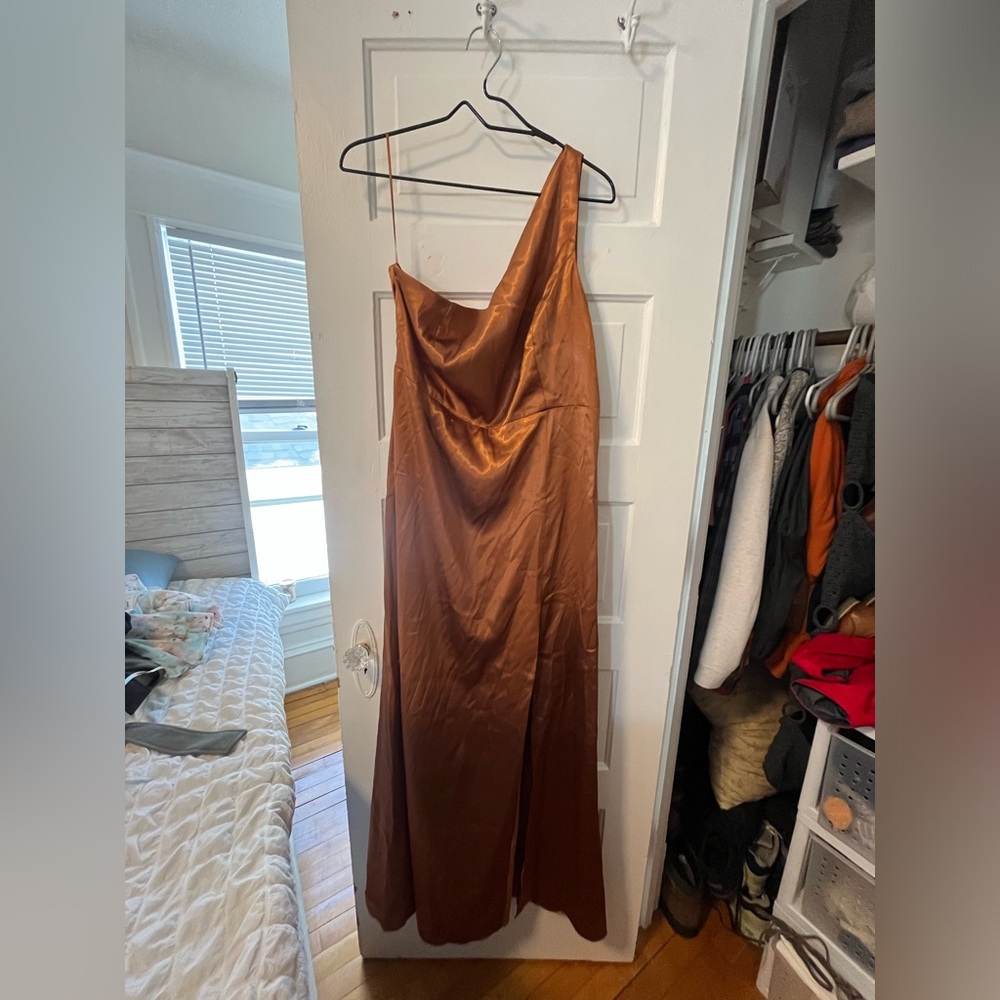 Elegant Copper One-Shoulder Dress